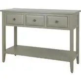 Wexford 3 Drawer Console Table with Shelf in Sage Green Wood